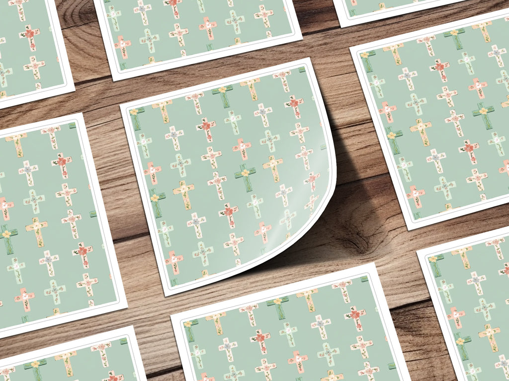 Pastel Floral Cross Pattern Decorative Sticker Sheet