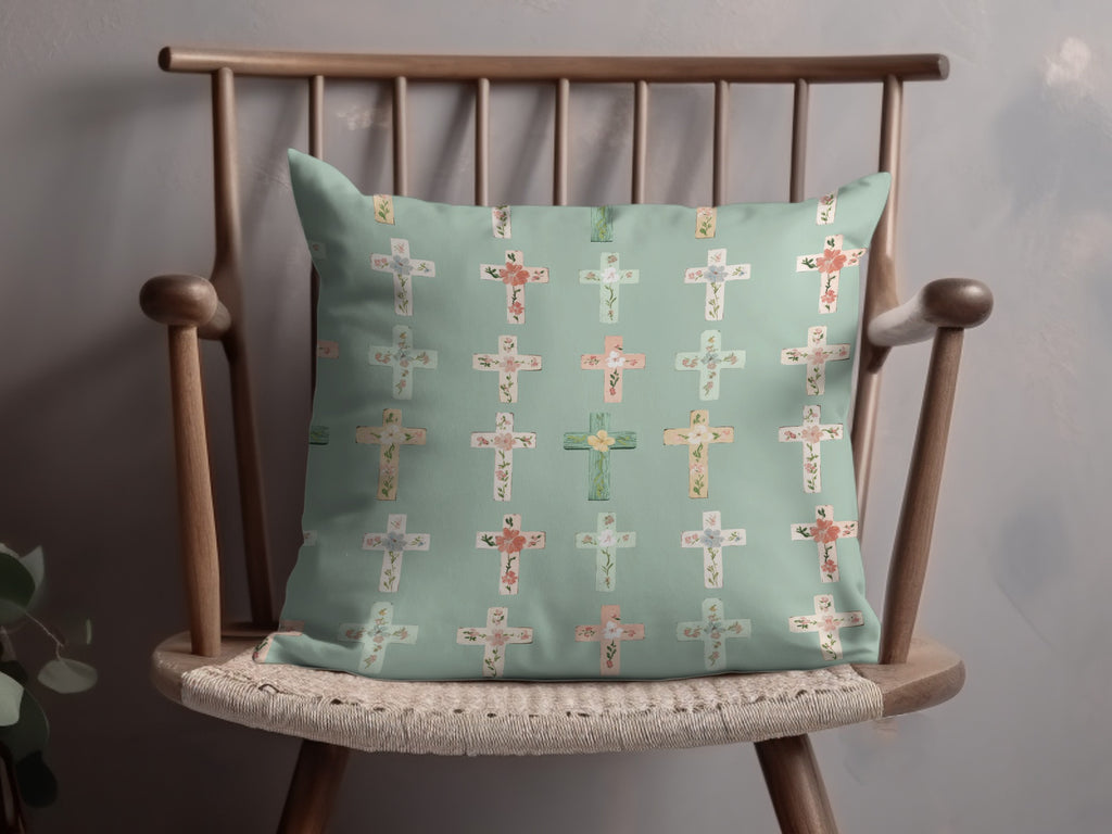 Floral Cross Pattern Decorative Pillow Cushion