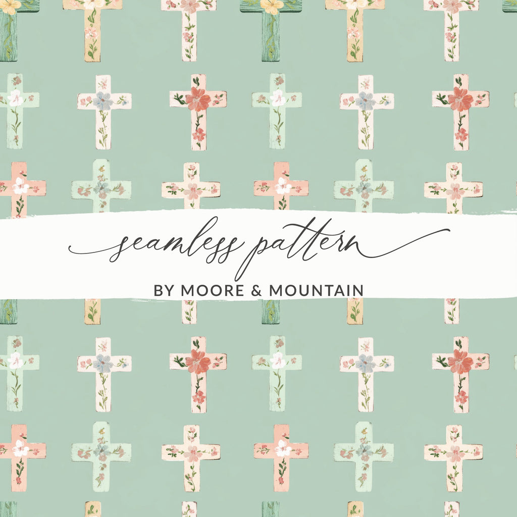Floral Cross Pattern Seamless Design by Moore & Mountain