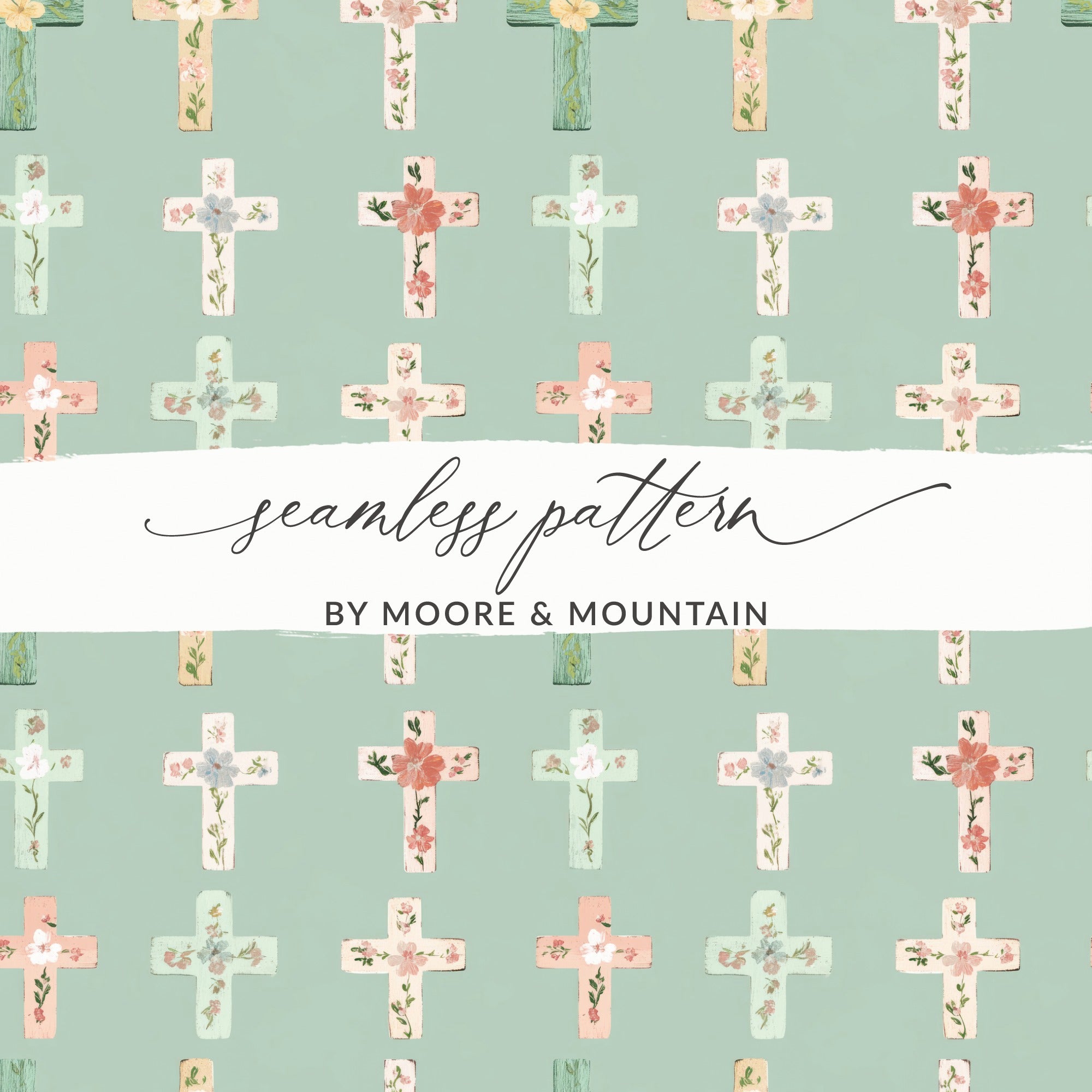 Floral Cross Pattern Seamless Design by Moore & Mountain