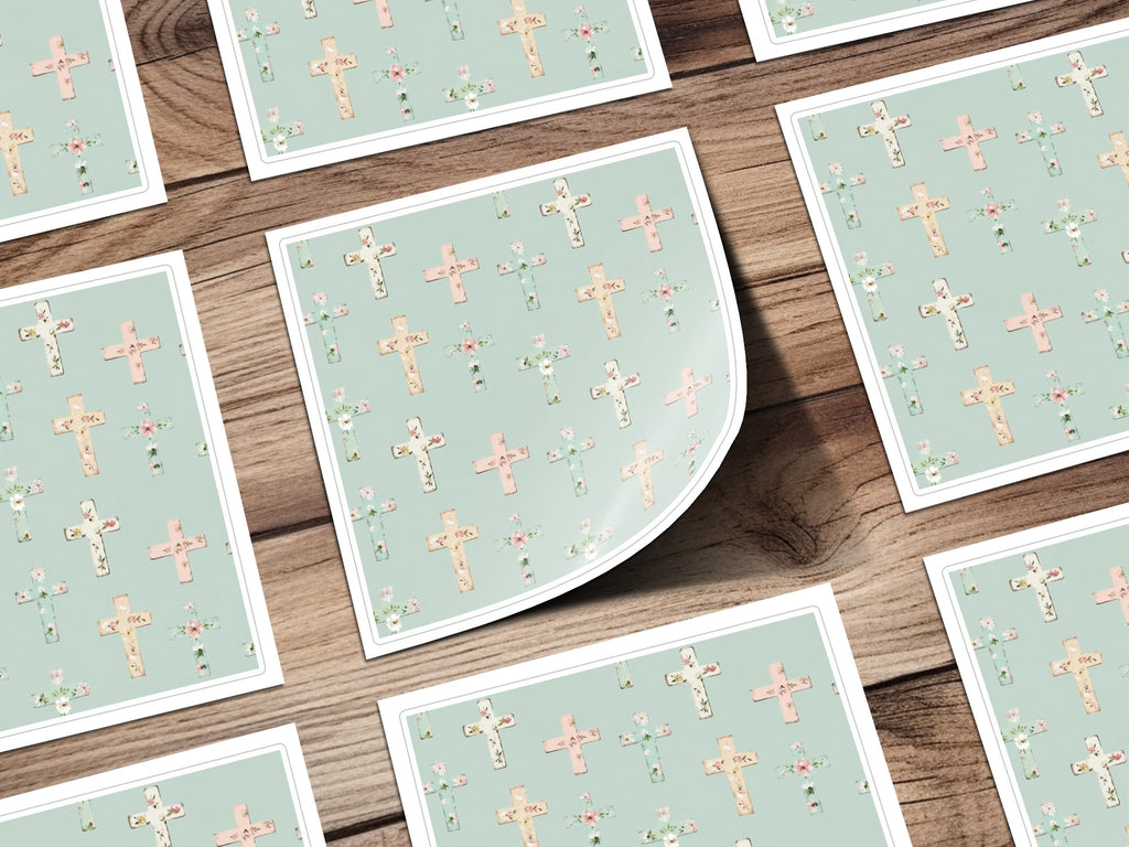 Floral Cross Pattern Decorative Sticker Sheet