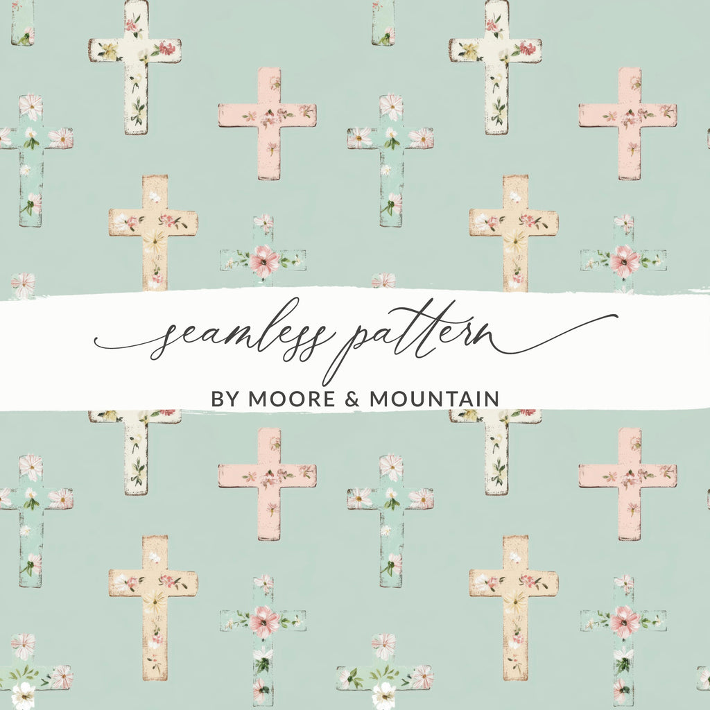 Vintage Floral Crosses Seamless Pattern Design