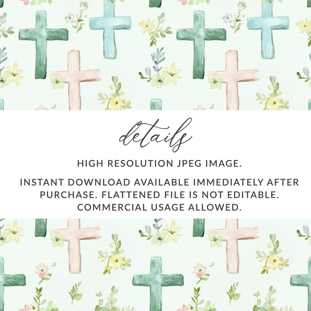 Watercolor Crosses and Flowers Digital Download