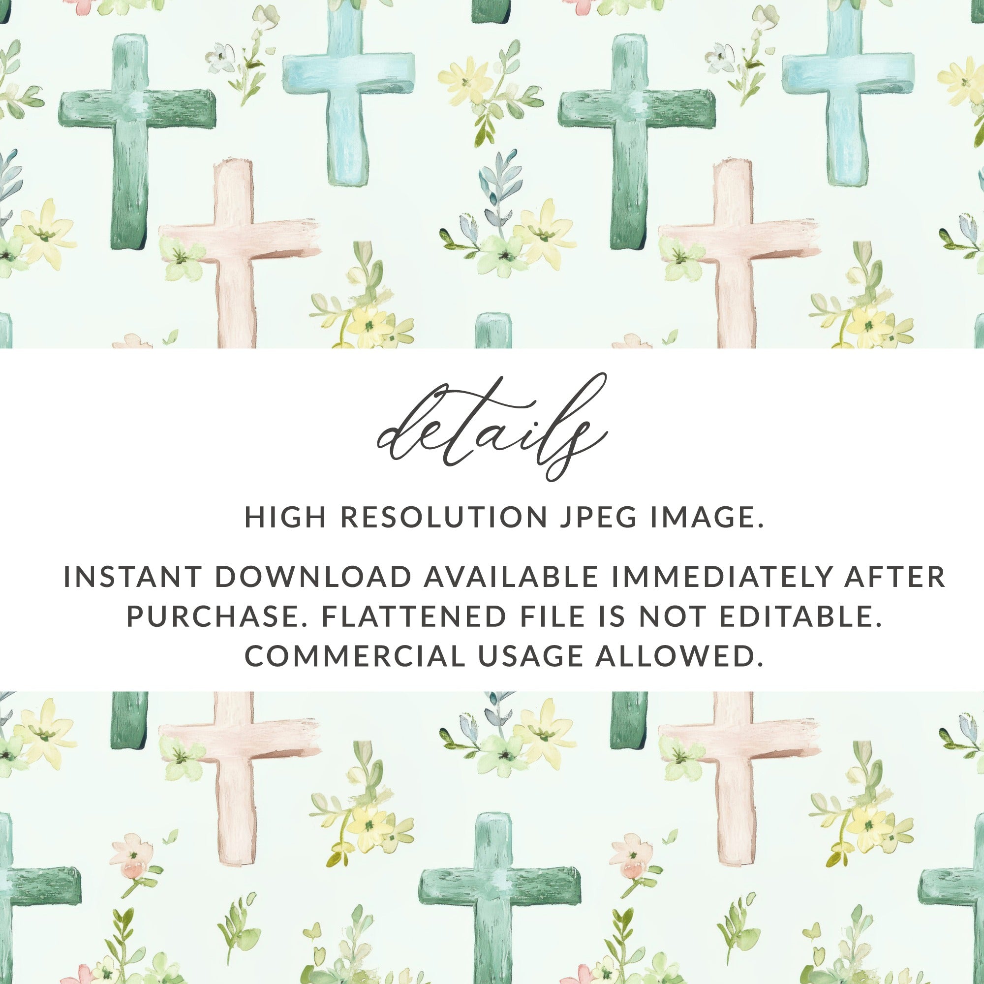 Watercolor Crosses and Flowers Digital Download