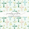 Seamless Pattern Crosses and Flowers Design