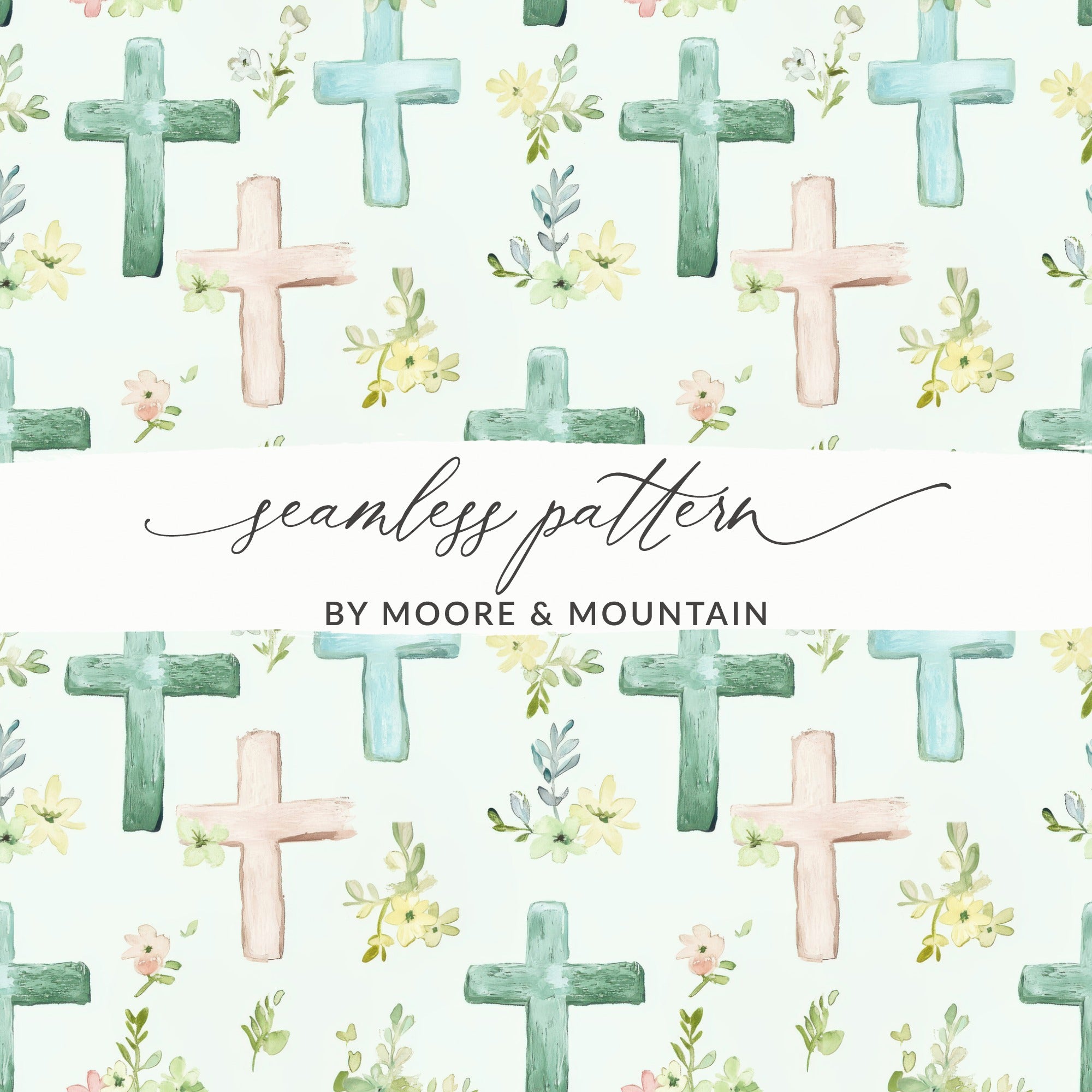 Seamless Pattern Crosses and Flowers Design
