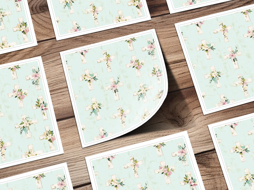 Floral Cross Pattern Design on Light Blue Background Decor