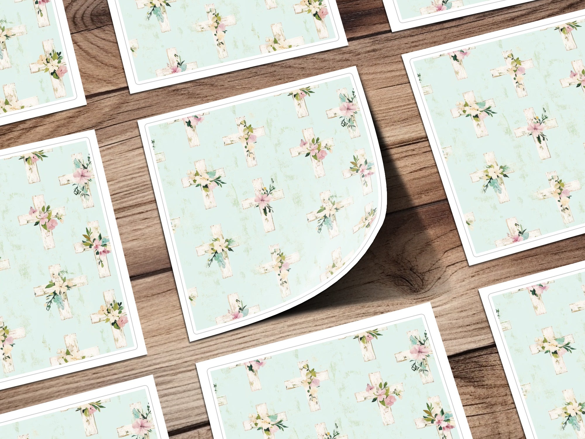 Floral Cross Pattern Design on Light Blue Background Decor