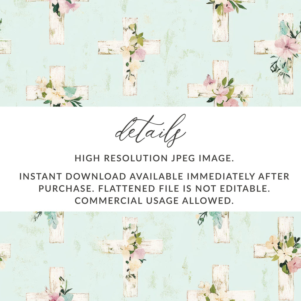 Floral Cross Digital Download High Resolution JPEG Image