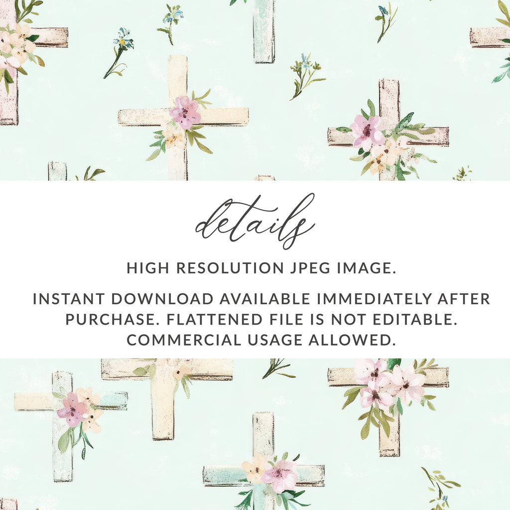 Floral Cross High Resolution JPEG Instant Download