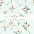 Floral Cross Seamless Pattern by Moore & Mountain