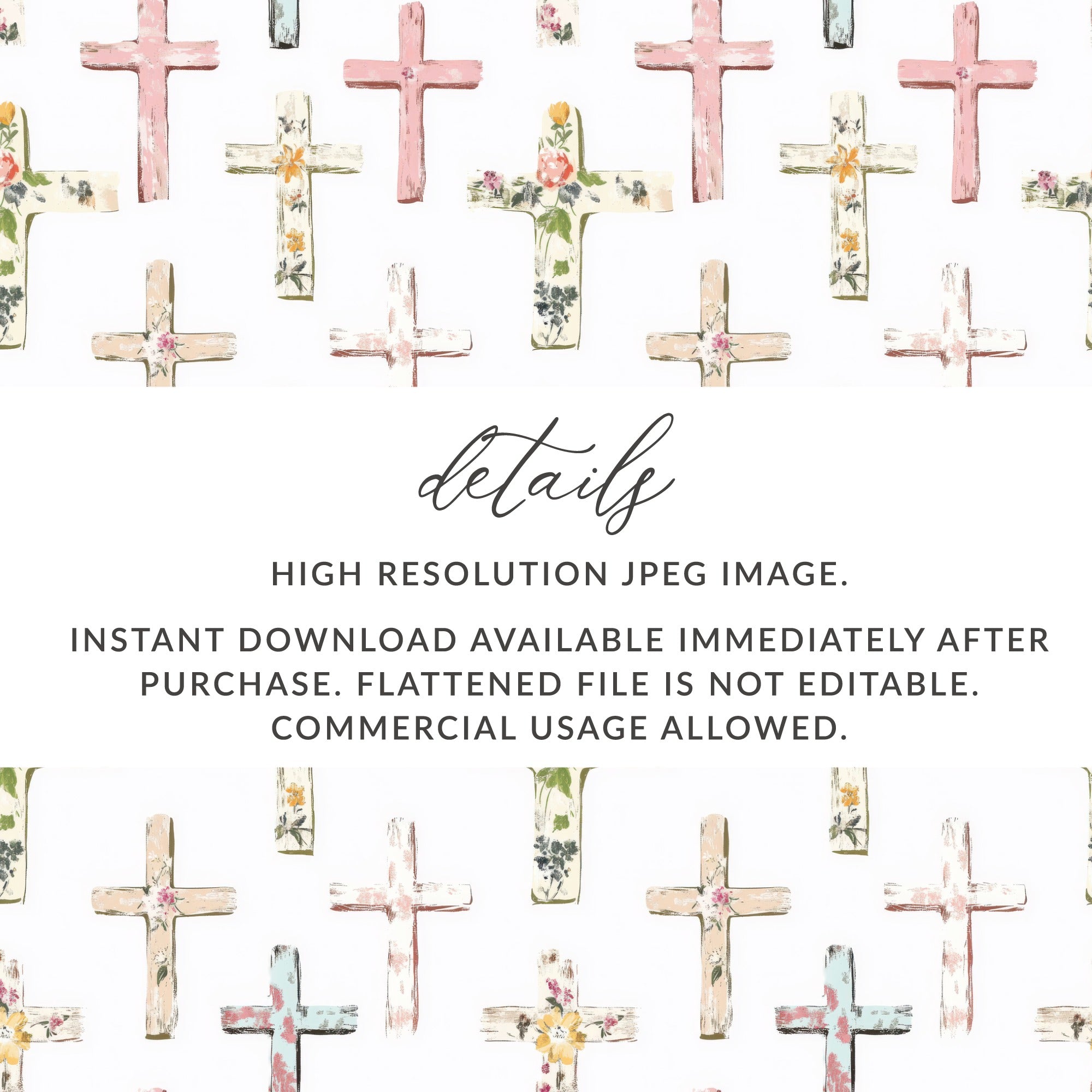 Vintage Floral Crosses Digital Download Artwork