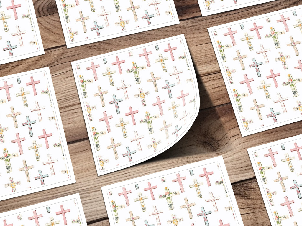 Floral Cross Pattern Decal Sticker Pack for Decor