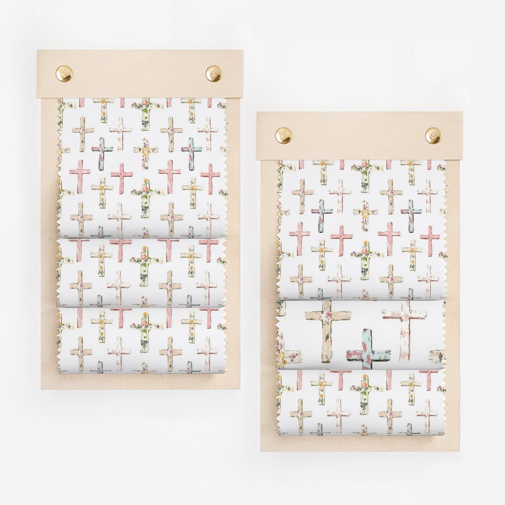 Pastel Rustic Cross Pattern Decor Roll Fabric