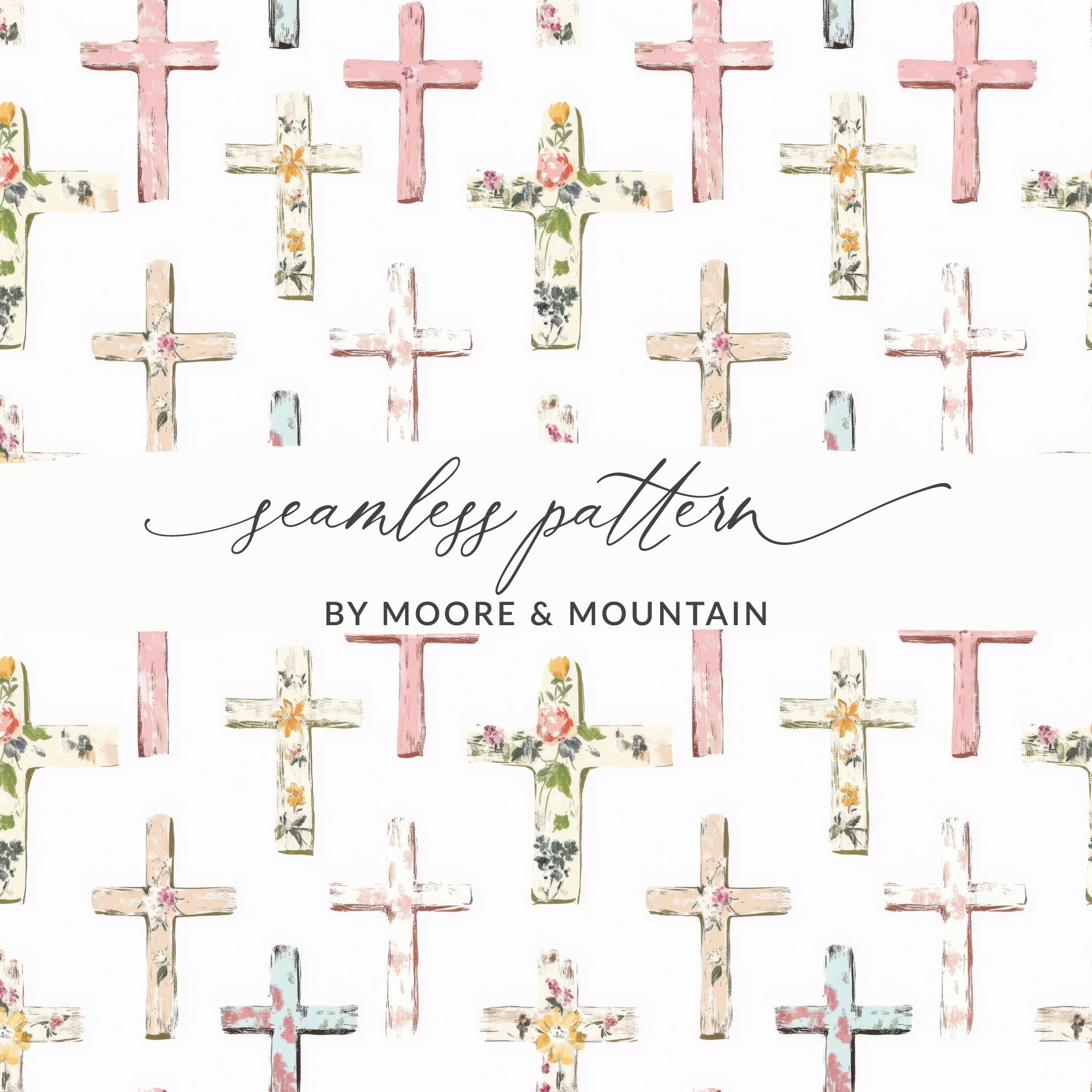 Floral Crosses Seamless Pattern by Moore and Mountain