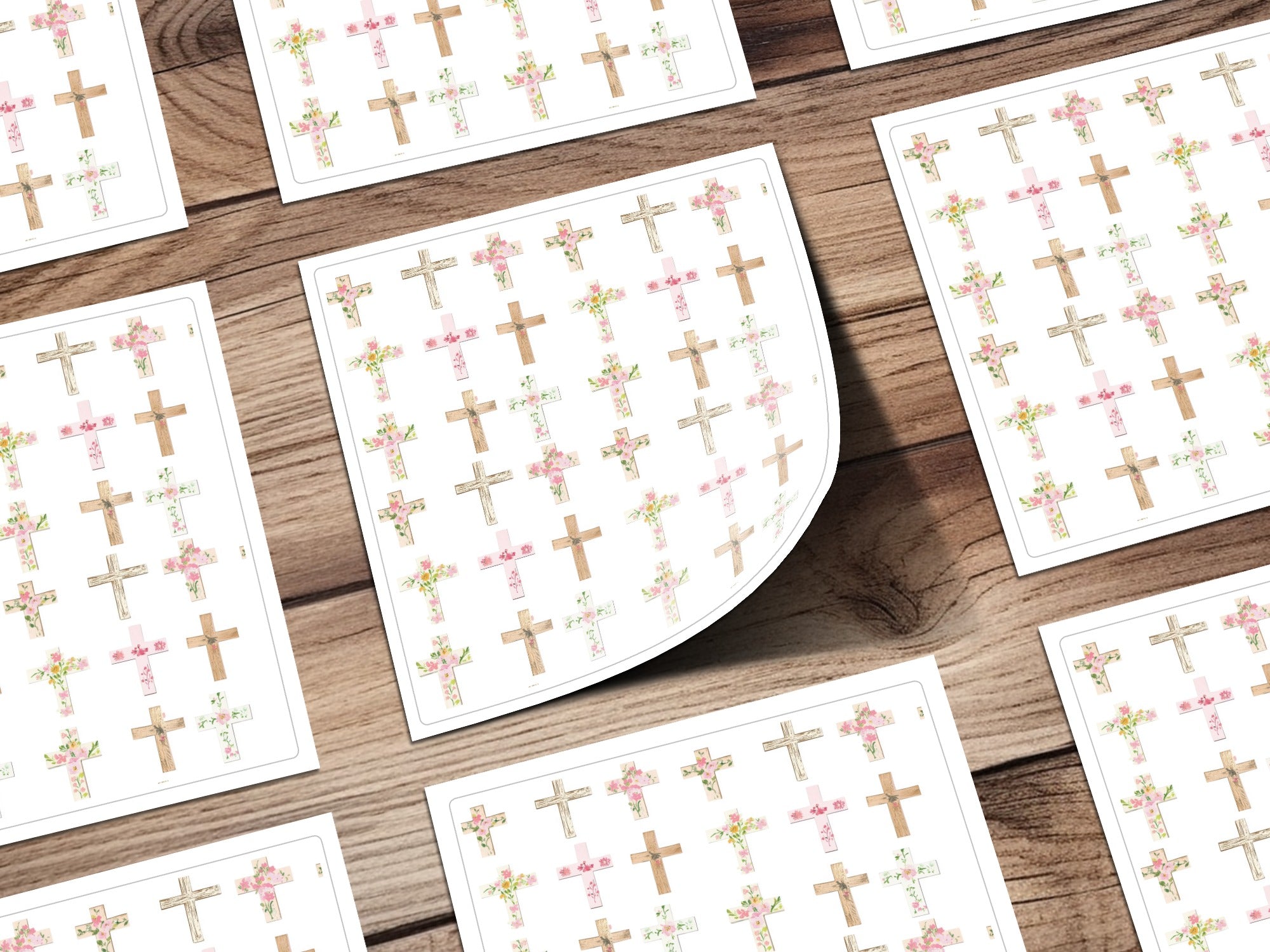 Beautiful Floral Cross Sticker Sheet for DIY Crafts