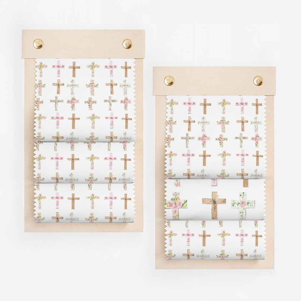 Floral Cross Patterned Window Shades Blinds Curtains
