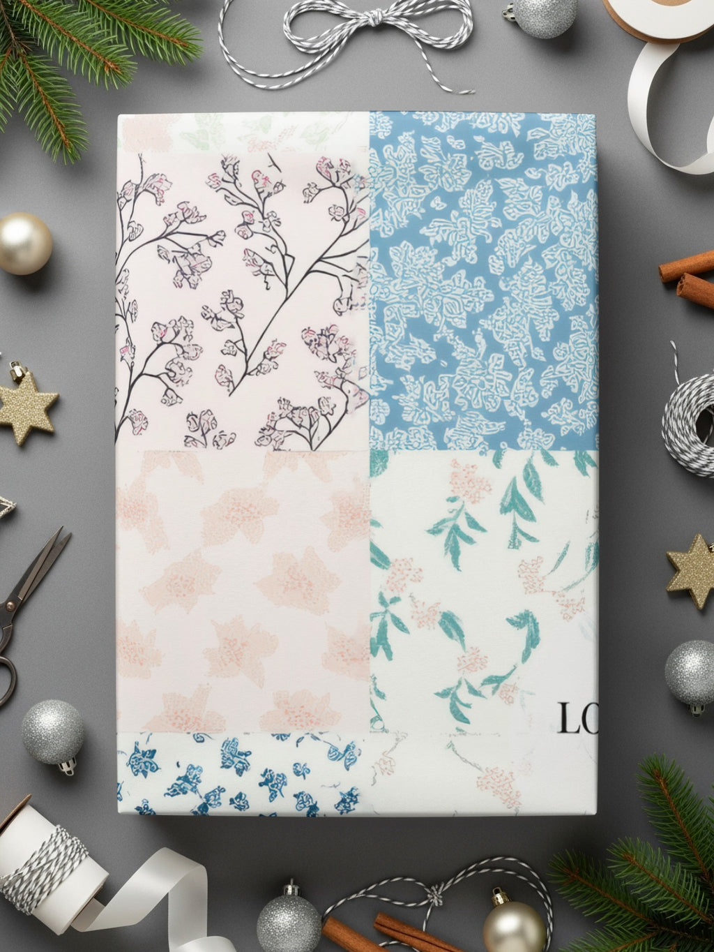 Floral and Snowflake Patterned Decorative Paper Sheets