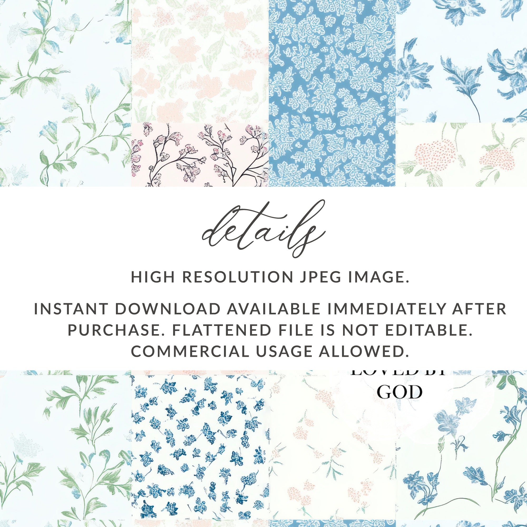 High Resolution Floral Pattern Digital Download Image