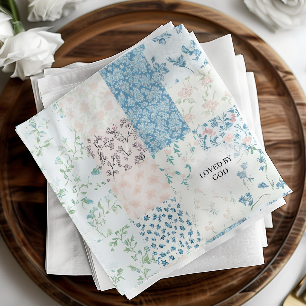 Beautiful Floral Patchwork Design with Loved By God Note