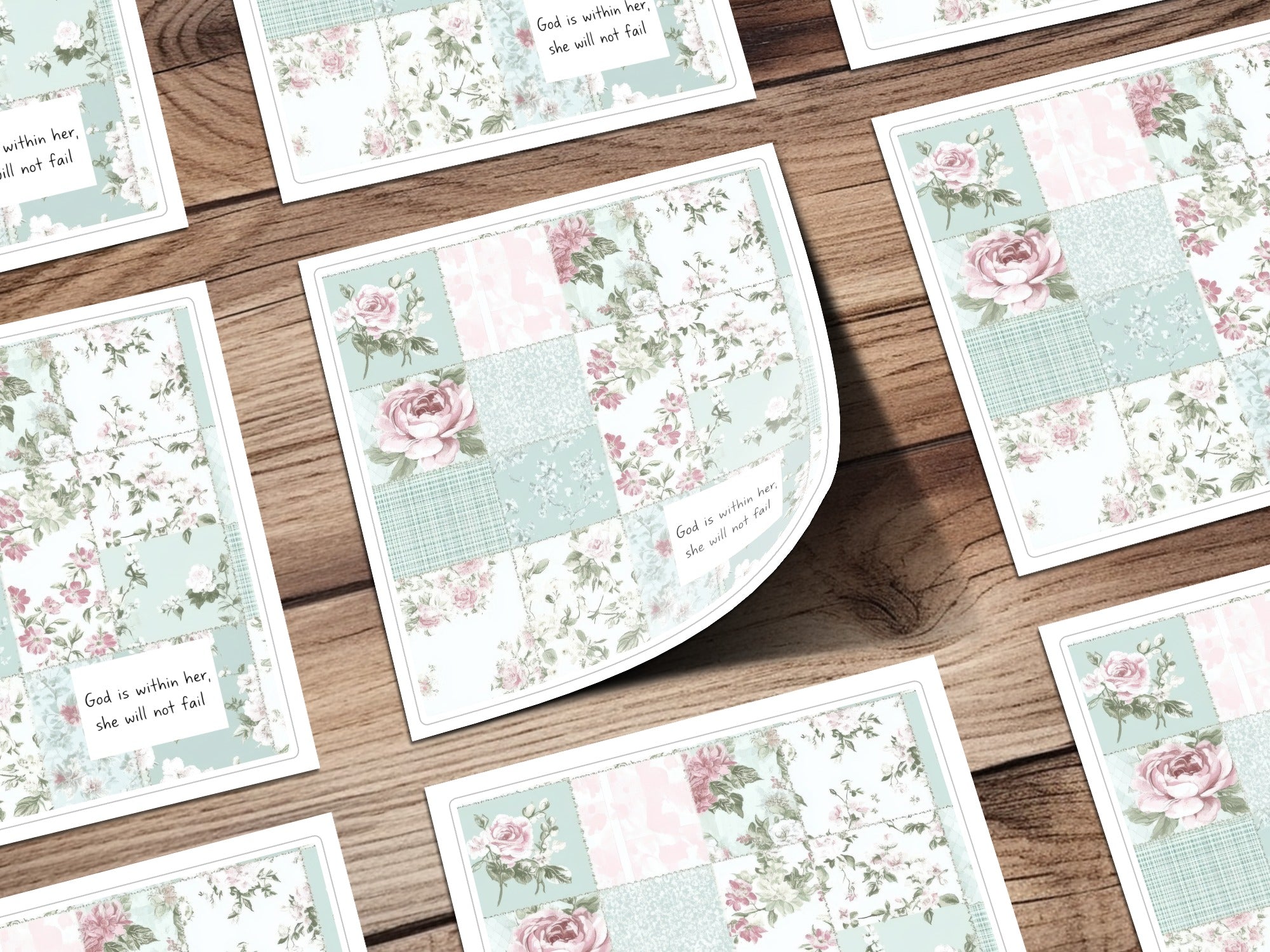 Inspirational Floral Patchwork Design Greeting Card