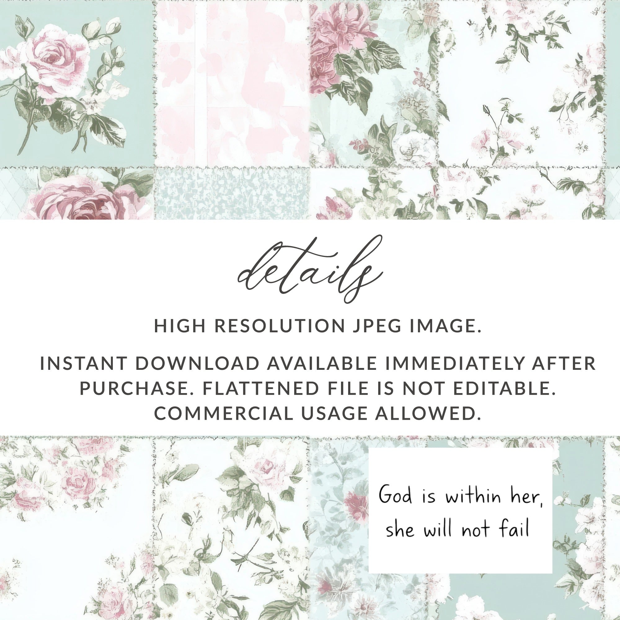High Resolution Instant Download Floral JPEG Image