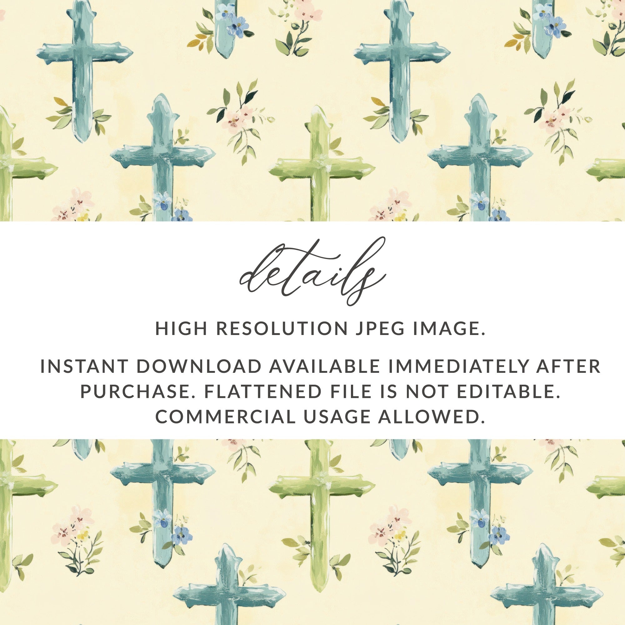 High Resolution Cross Floral Digital Download File