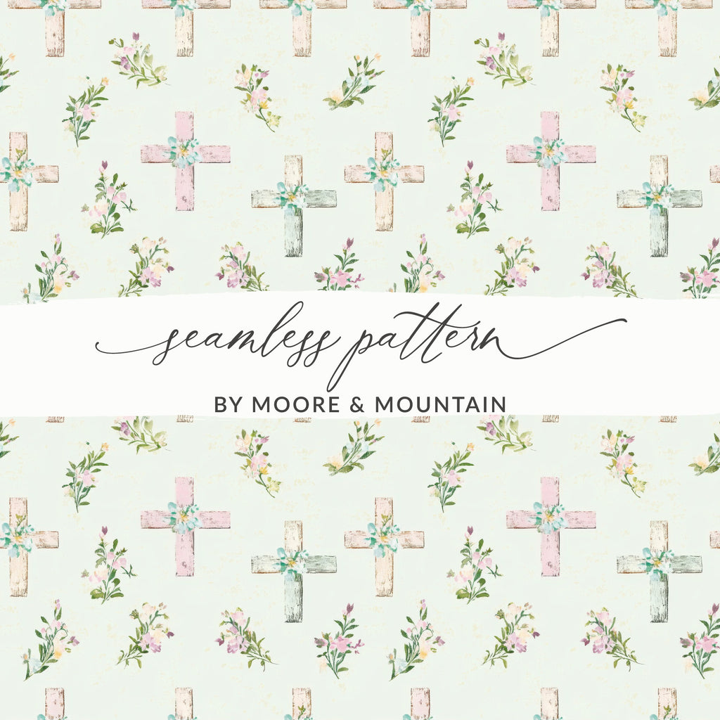 Floral Crosses Seamless Pattern by Moore and Mountain