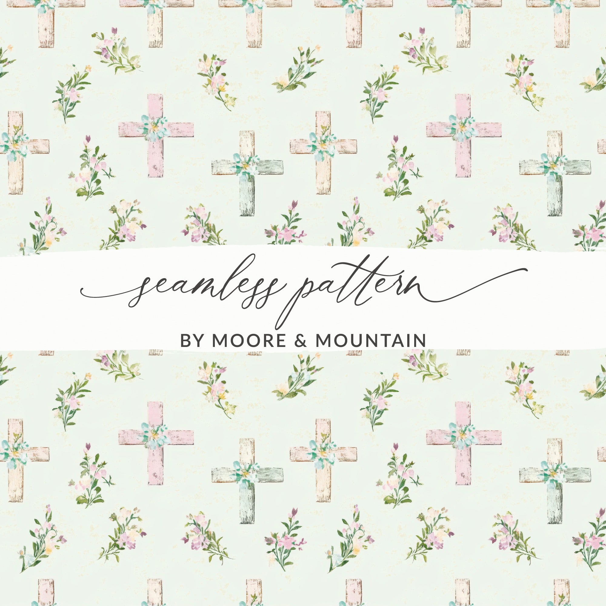 Floral Crosses Seamless Pattern by Moore and Mountain