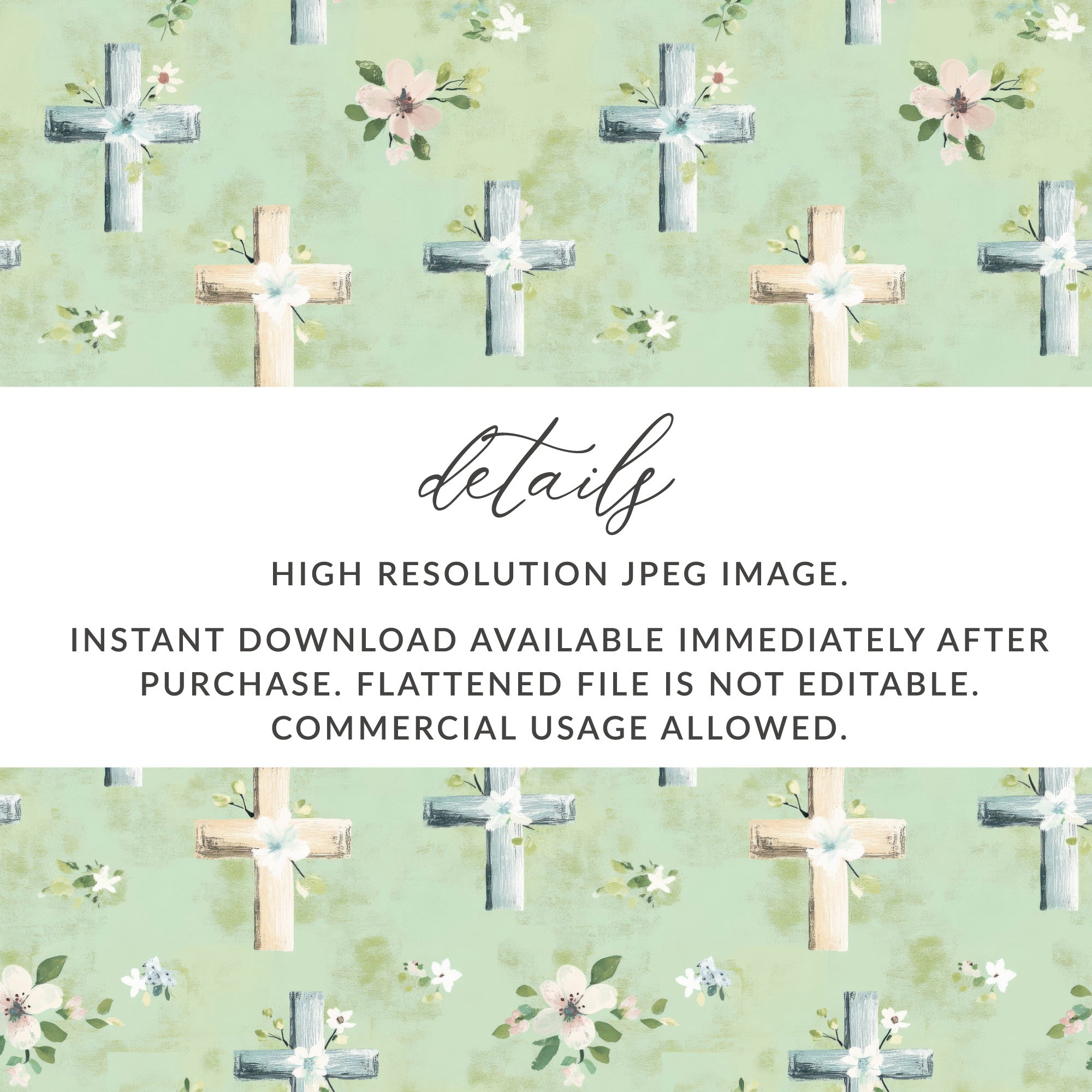 Floral Cross High Resolution Instant Download Image