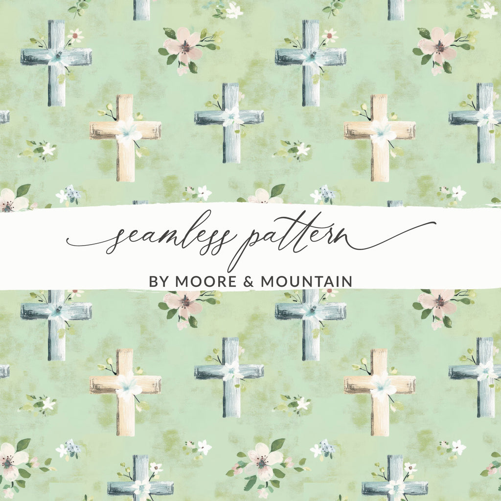 Elegant Cross and Floral Design Seamless Pattern