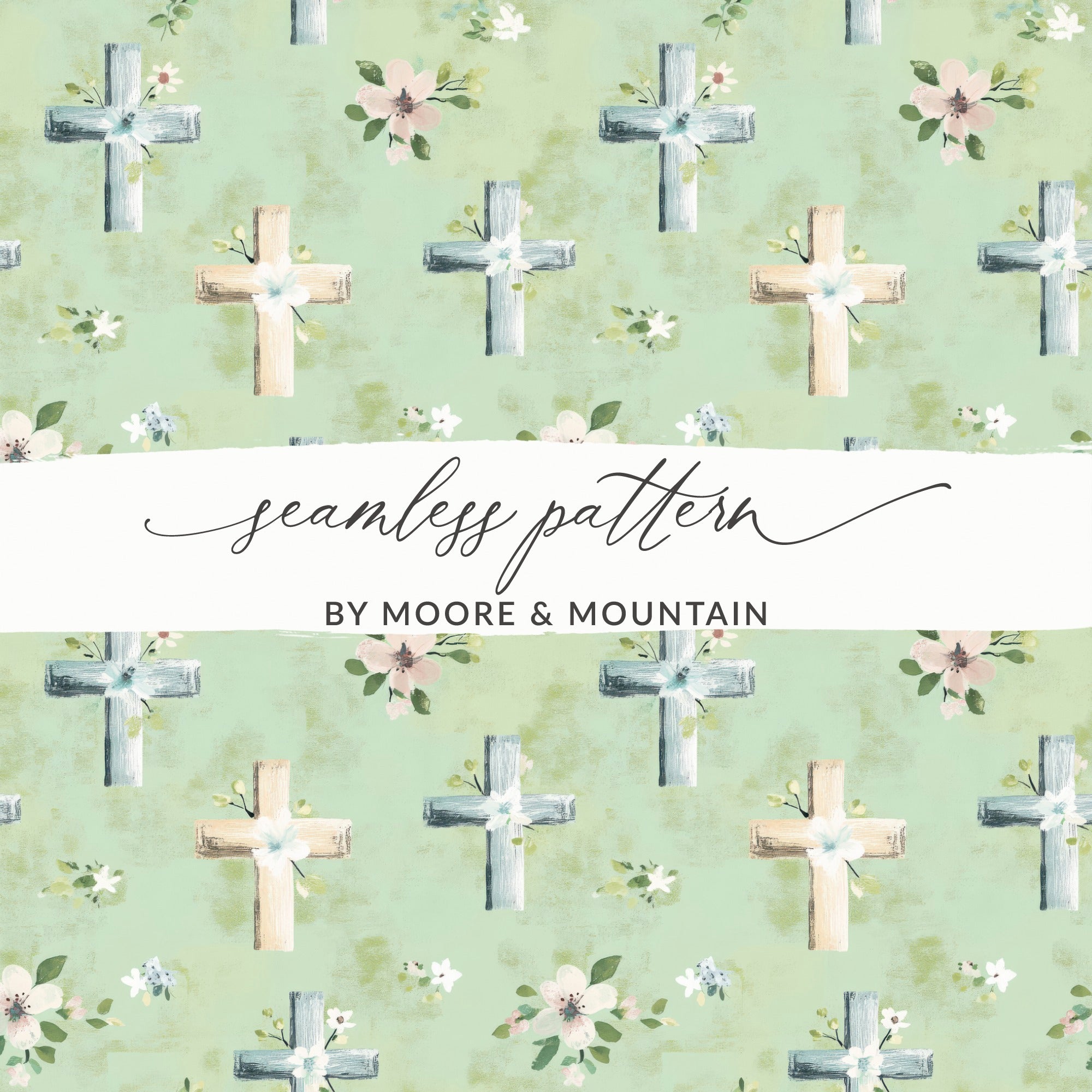 Elegant Cross and Floral Design Seamless Pattern