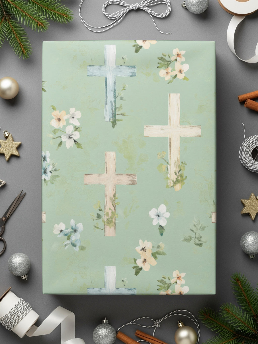 Floral Cross Pattern Decorative Wrapping Paper Product