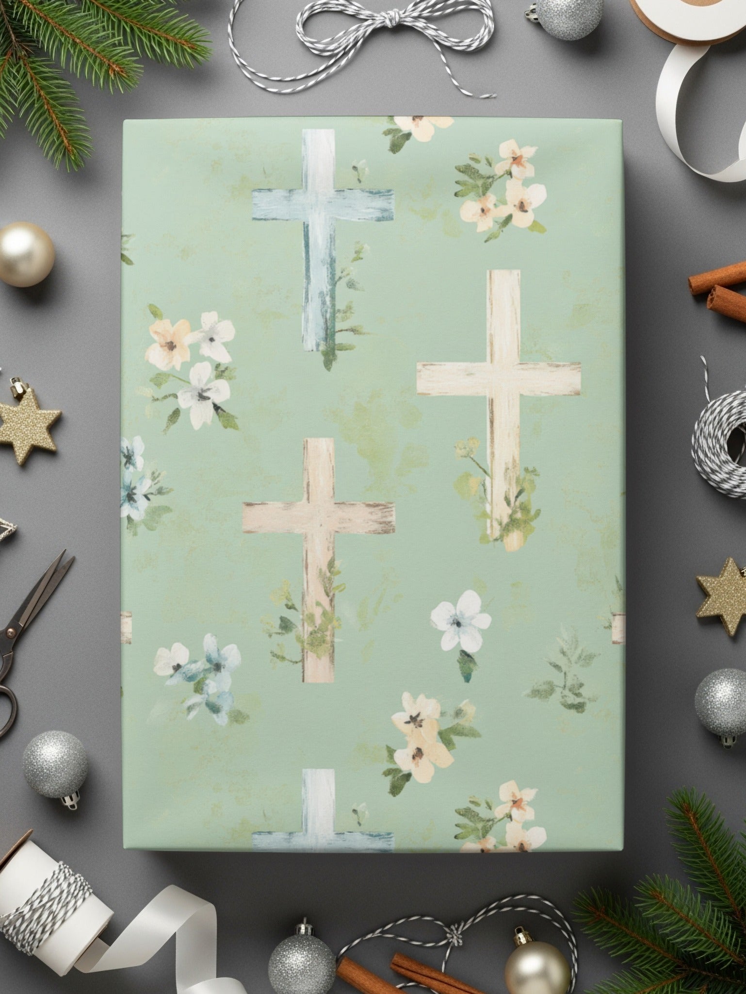 Floral Cross Pattern Decorative Wrapping Paper Product