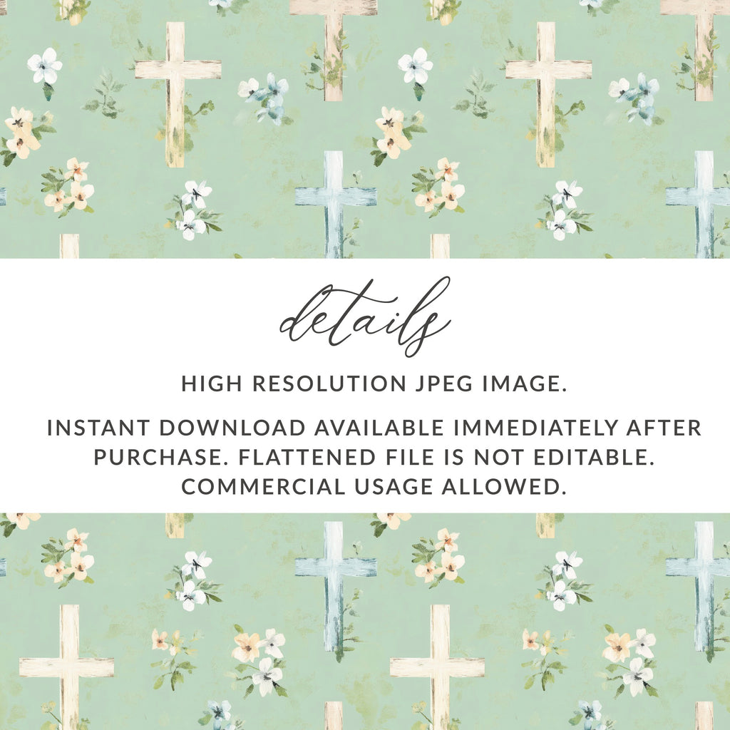 Vintage Floral Crosses Digital Paper Background Design