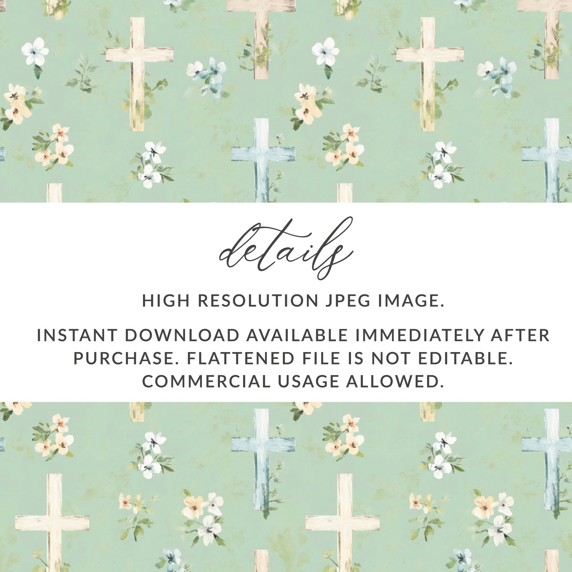 Vintage Floral Crosses Digital Paper Background Design