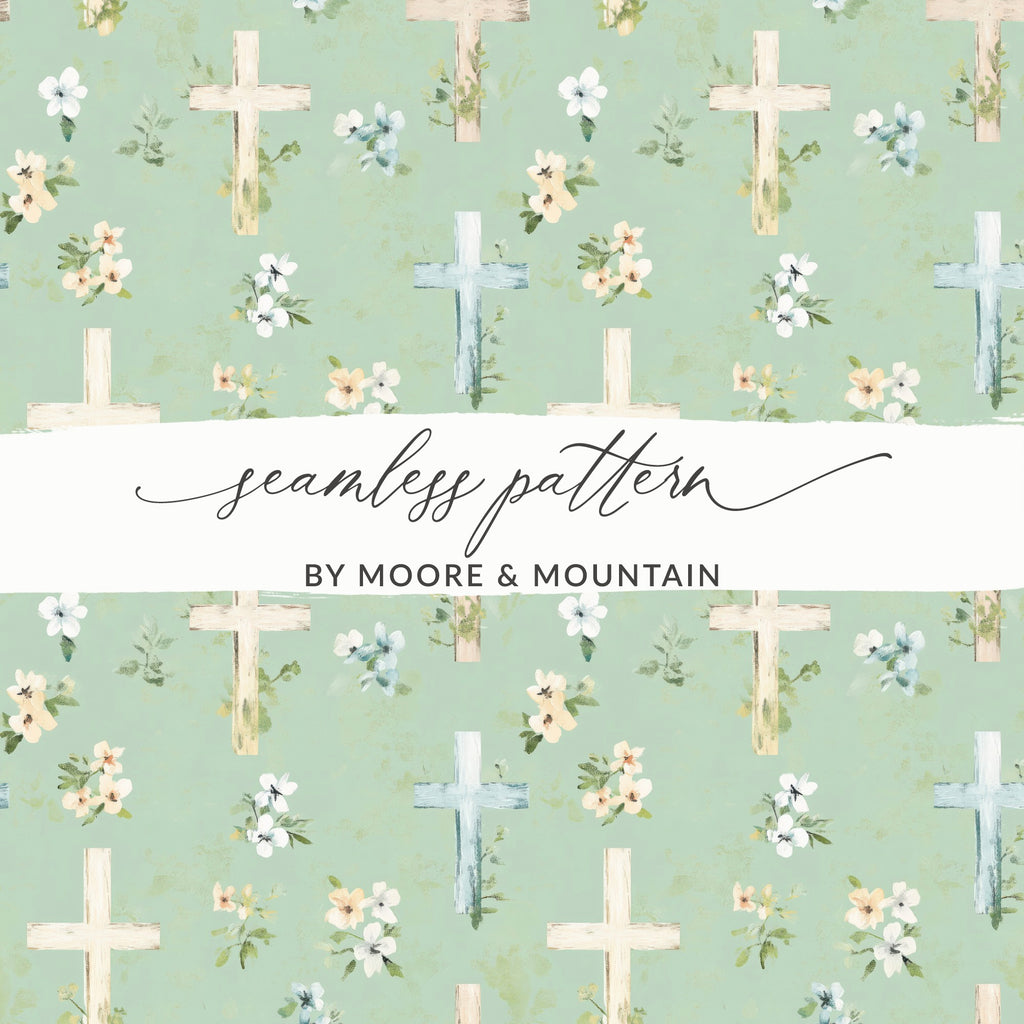 Seamless Pattern Cross and Floral Design by Moore & Mountain