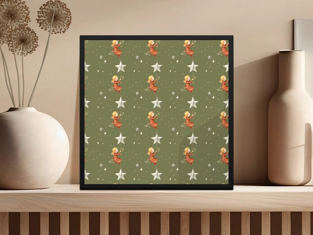 Christmas Angel Digital Paper, Seamless Pattern, Holiday Print, Stars Design, Festive Scrapbook Paper, Digital Download, JPEG File - Moore and Mountain