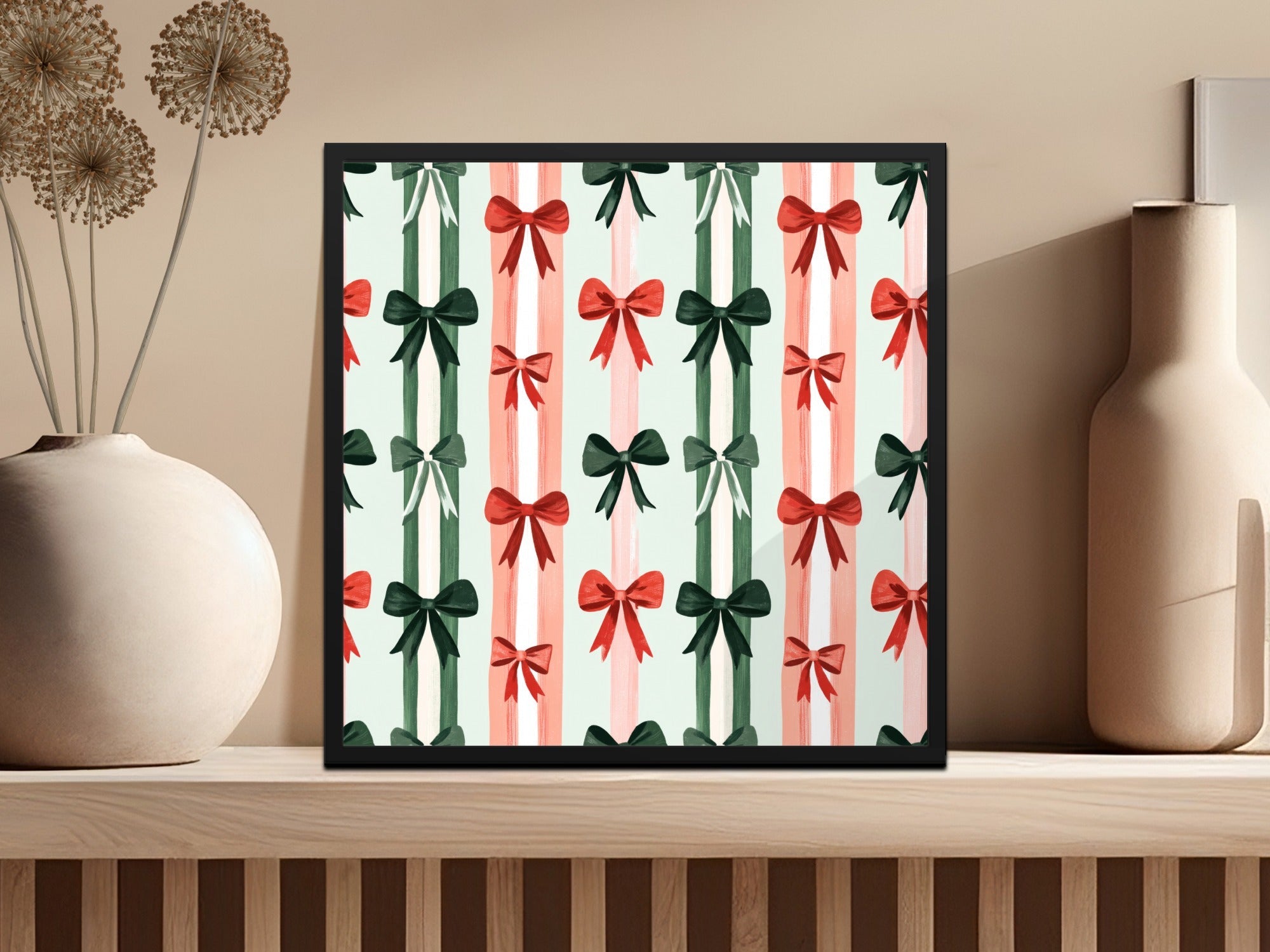 Christmas Bows Digital Paper, Red Green White Striped Pattern, Holiday Gift Wrap, Scrapbook Paper, Printable Background, Digital Download - Moore and Mountain