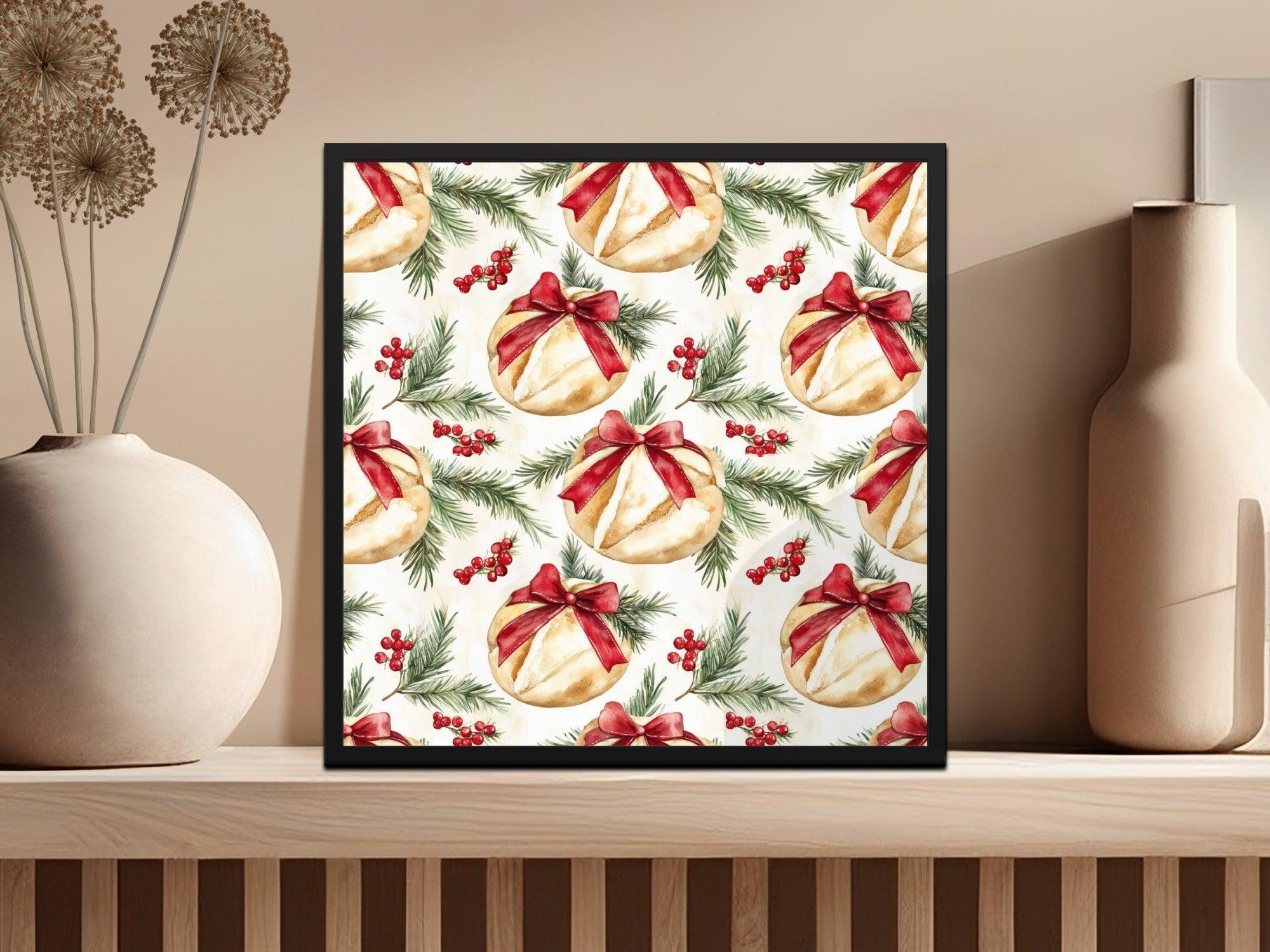Christmas Bread Digital Paper, Holiday Baking Seamless Pattern, Winter Berries Background, Festive Repeat for Fabric and Crafts - Moore and Mountain
