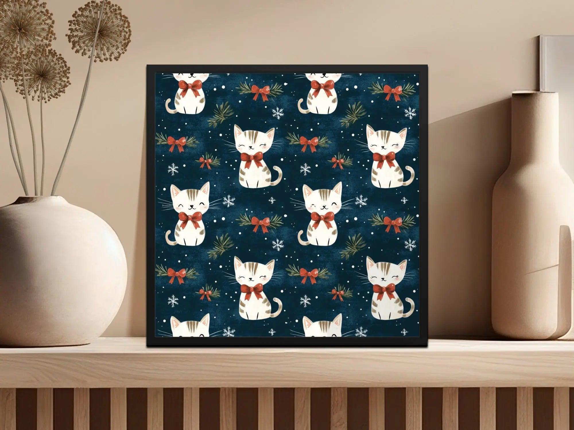 Christmas Cat Seamless Pattern Digital Paper, Cute Holiday Kitty Print for Fabric, Festive Pet Design, Christmas Animal, Gift Wrap, Crafts - Moore and Mountain