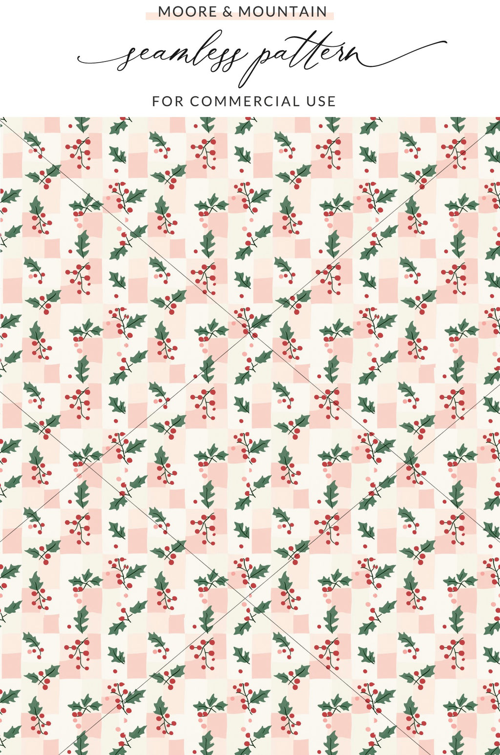 Seamless Pattern With Holly Designs For Commercial Use