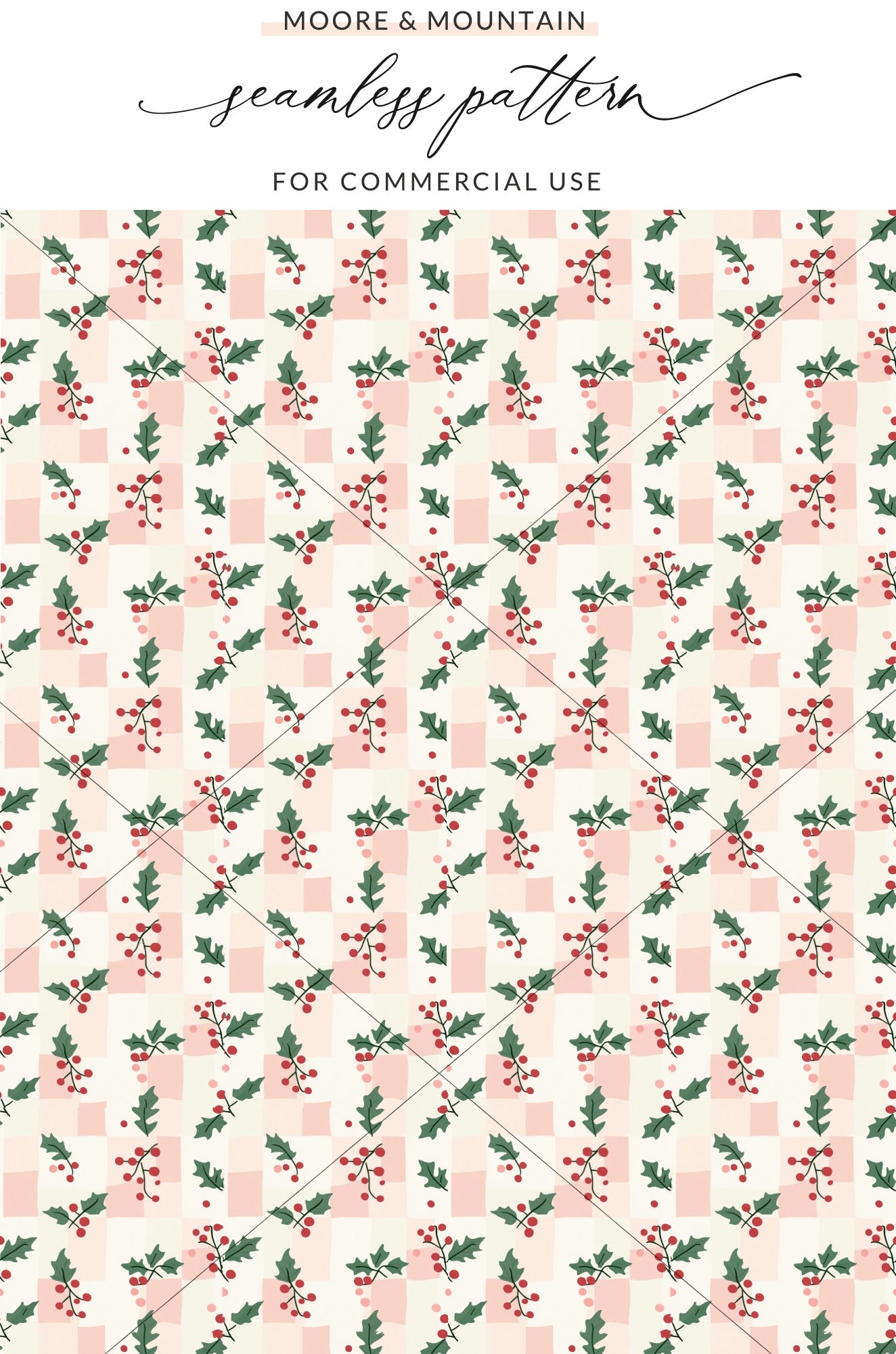 Seamless Pattern With Holly Designs For Commercial Use