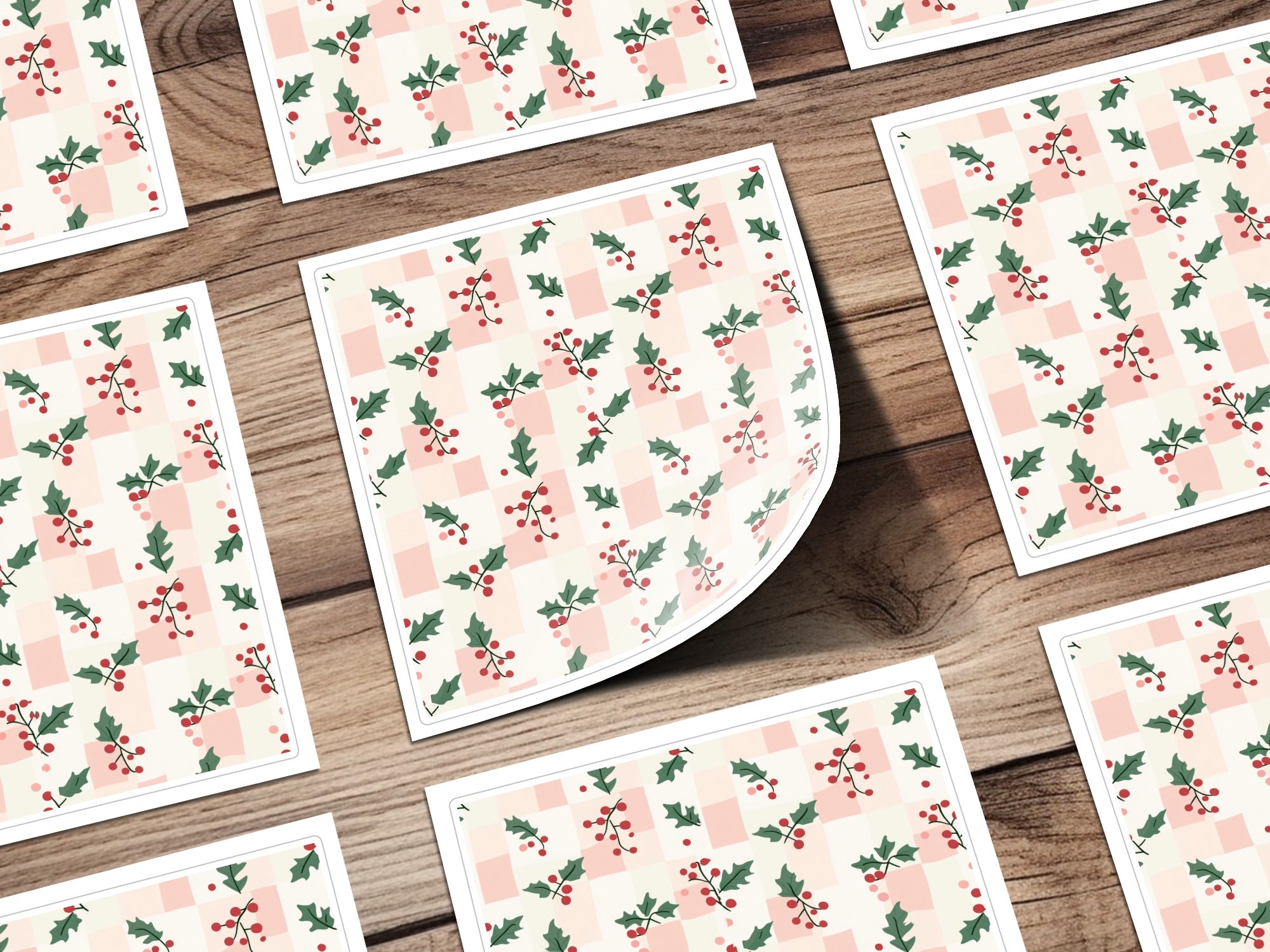 Festive Holly Leaves and Berries Sticker Sheets