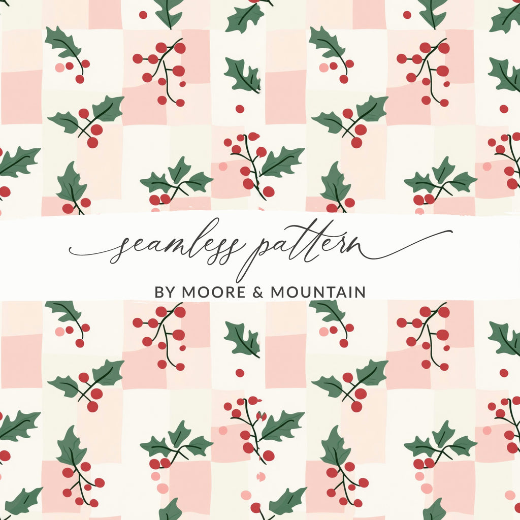 Seamless Holly Berry Pattern by Moore & Mountain Design
