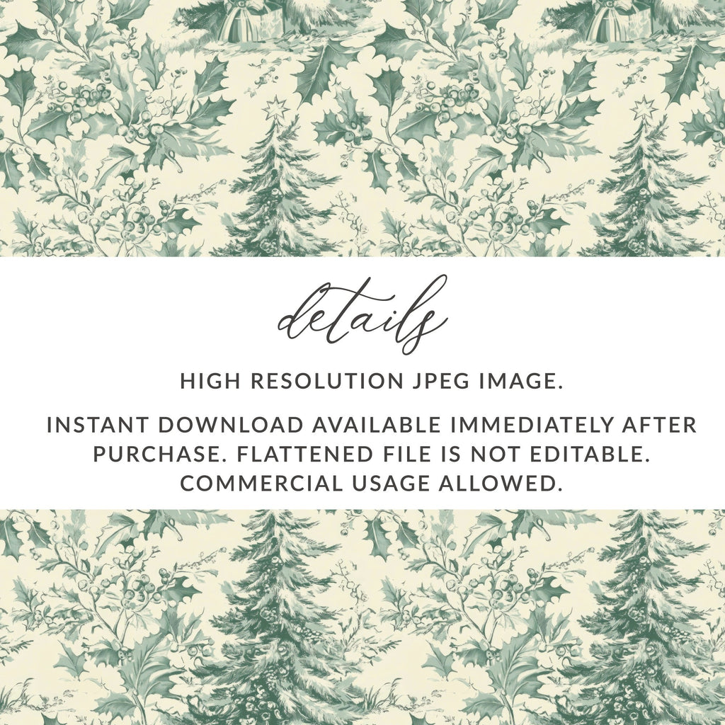 Christmas Digital Paper, Winter Holiday Seamless Pattern, Holly Berry Print, Scrapbook Paper Pack, Festive Pattern Digital Download - Moore and Mountain
