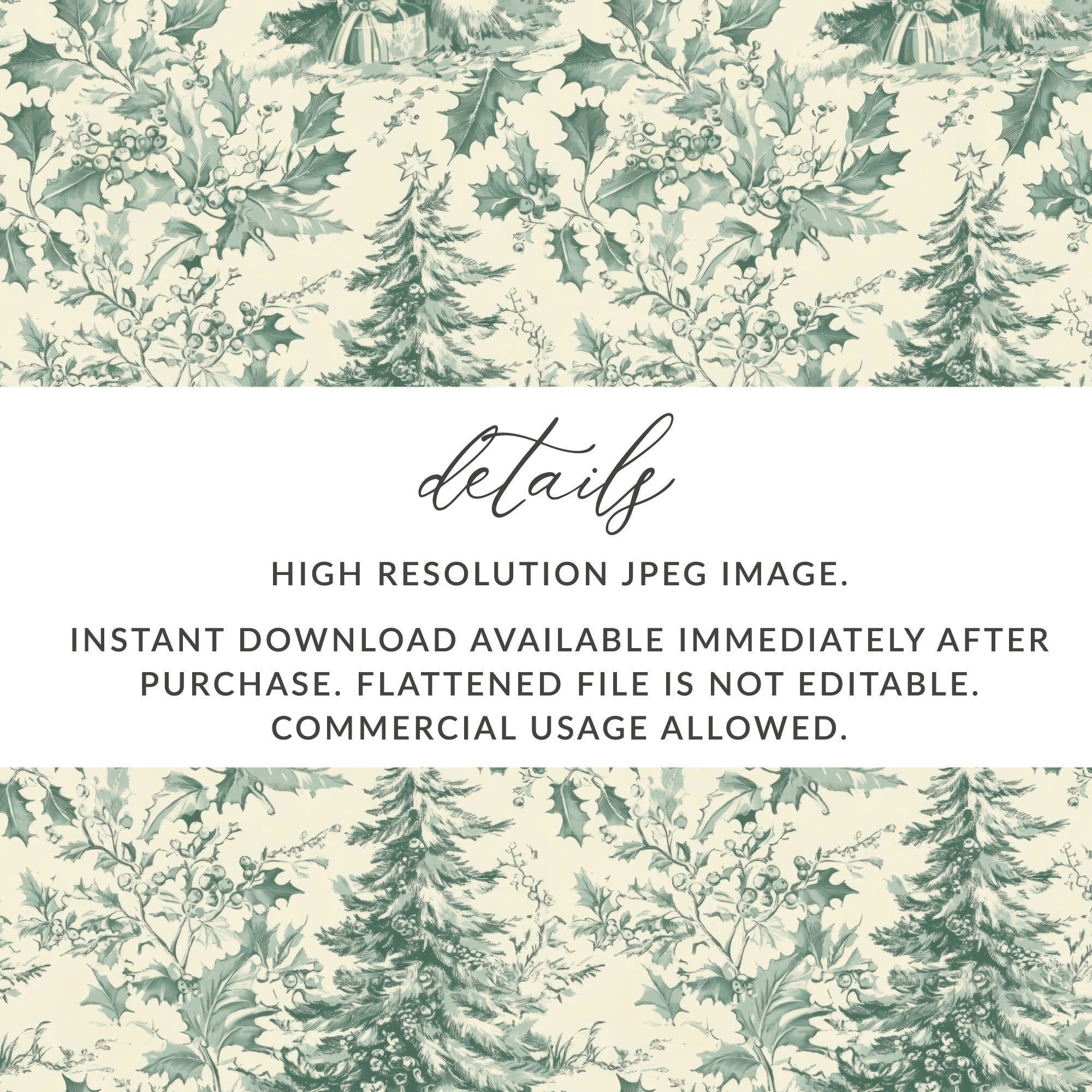 Christmas Digital Paper, Winter Holiday Seamless Pattern, Holly Berry Print, Scrapbook Paper Pack, Festive Pattern Digital Download - Moore and Mountain