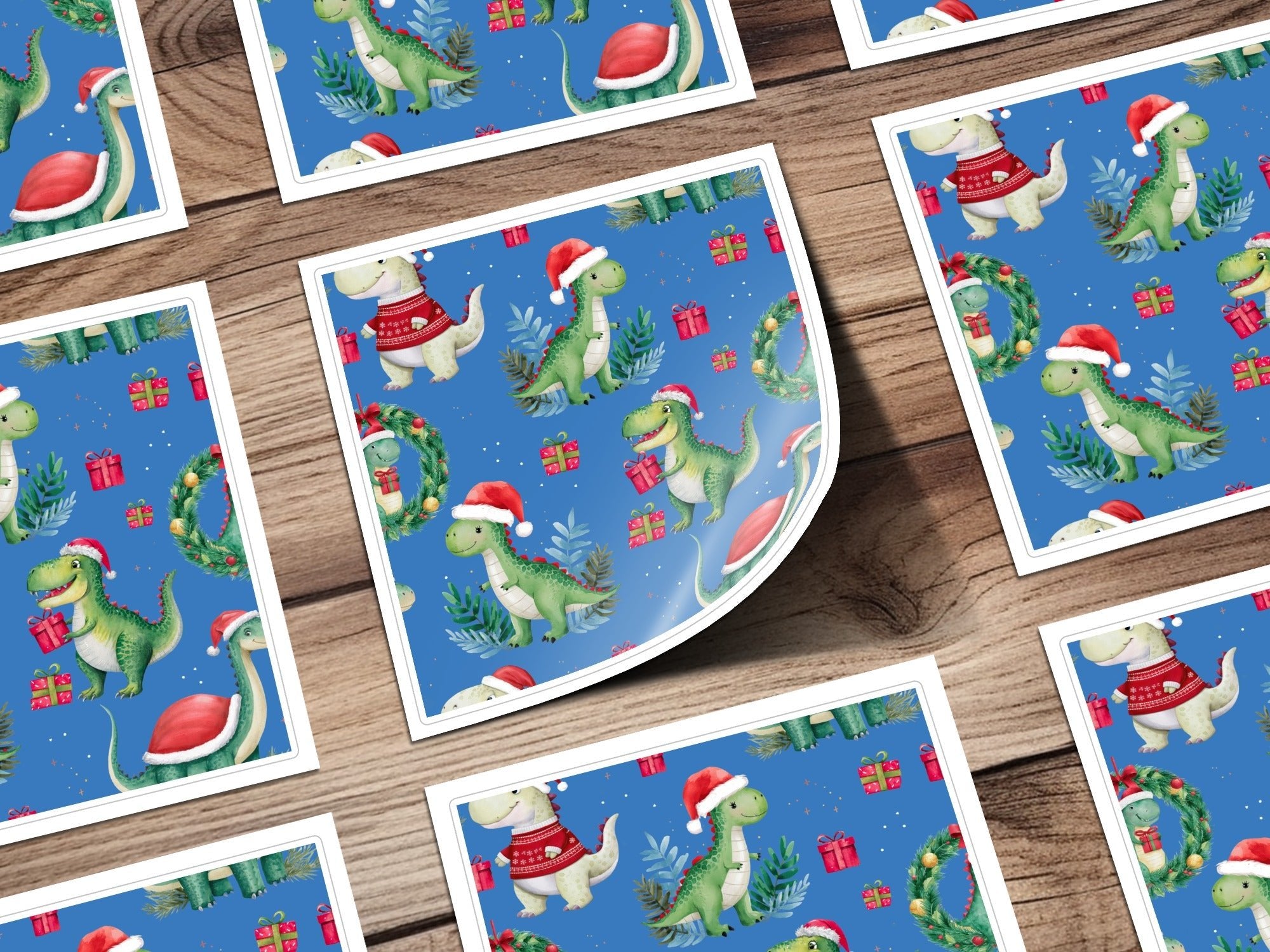Christmas Dinosaur Digital Paper, Green Red Dino Seamless Pattern, Holiday Animal Print, Kids Fabric Design, Festive Digital Download - Moore and Mountain