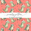 Christmas Dinosaur Seamless Pattern Digital, Holiday Dino Pattern, Festive Repeat Pattern, Cute Dinosaur Art, Christmas Fabric Design - Moore and Mountain