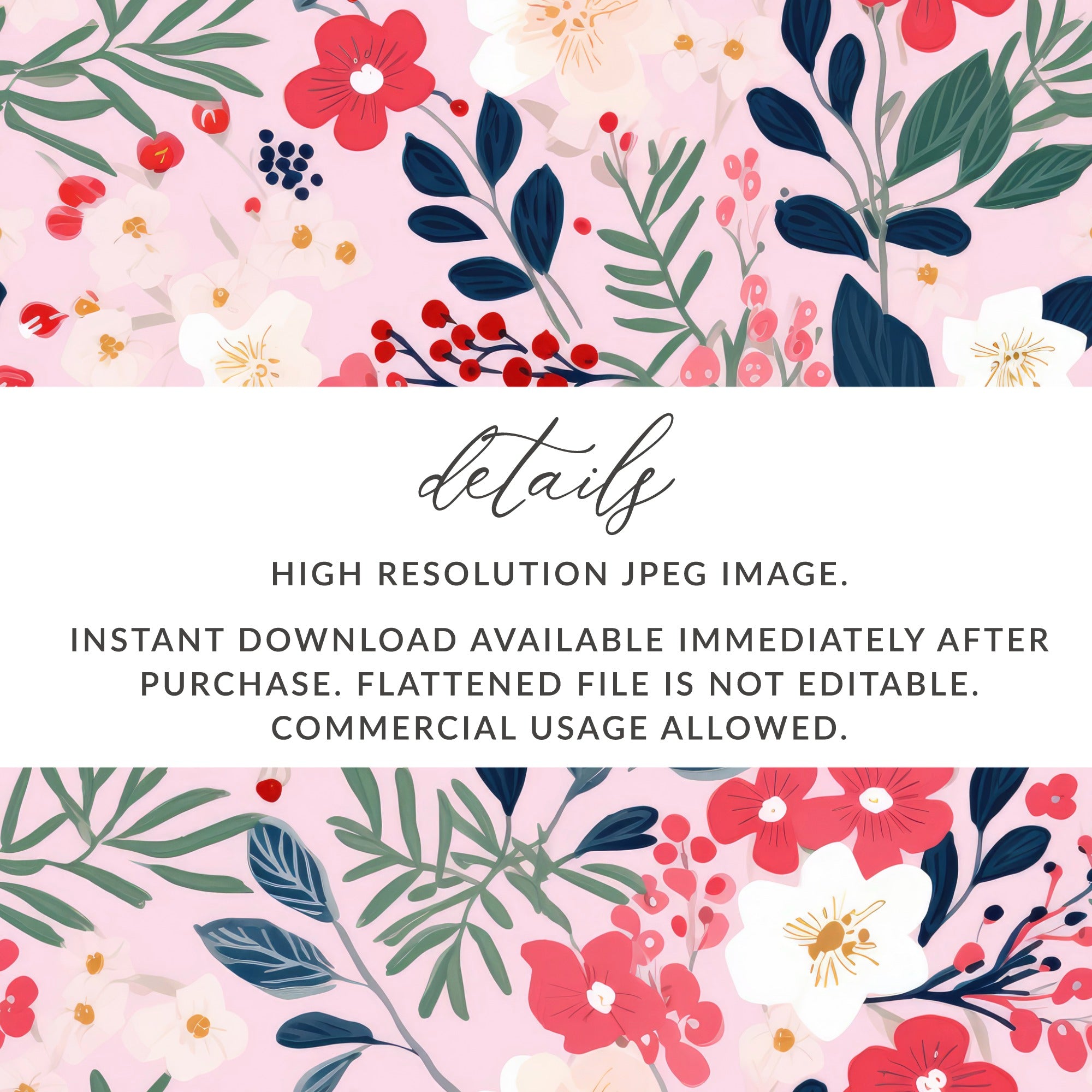 High Resolution Floral Pattern Instant Download Artwork